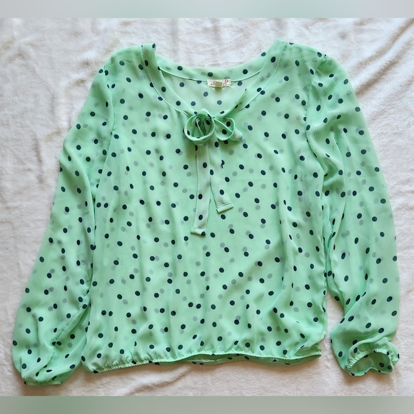 L8teR Tops - L8teR Green Tie Front Blouse with Relaxed Fit